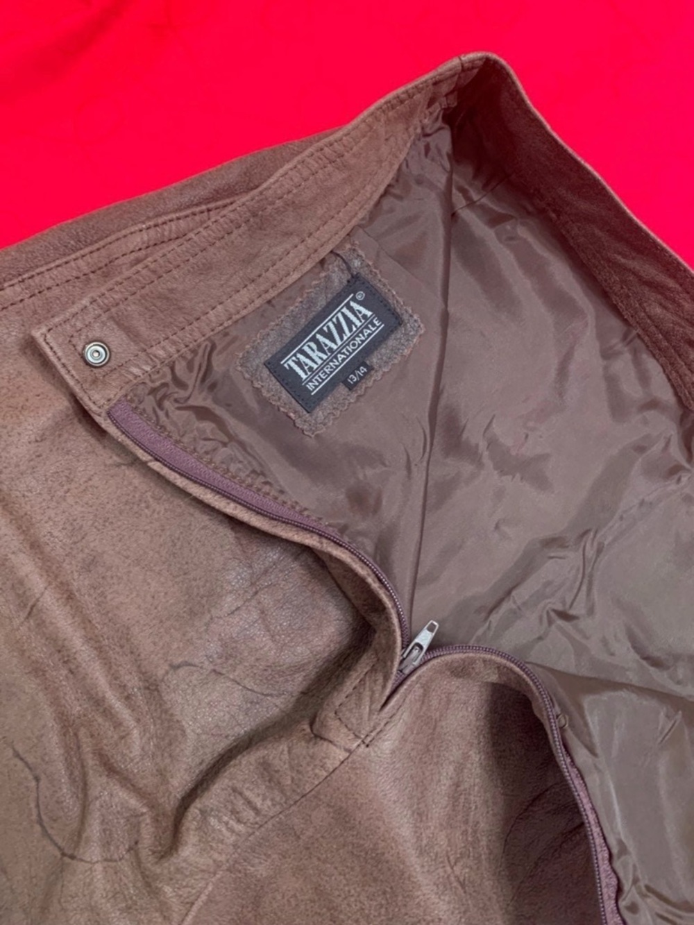 $250-Suede leather-Brown Pencil Skirt - Picture 11 of 12